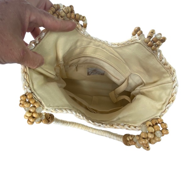 Cappelli straw rattan weaved beaded summer hobo bag - Picture 3 of 8